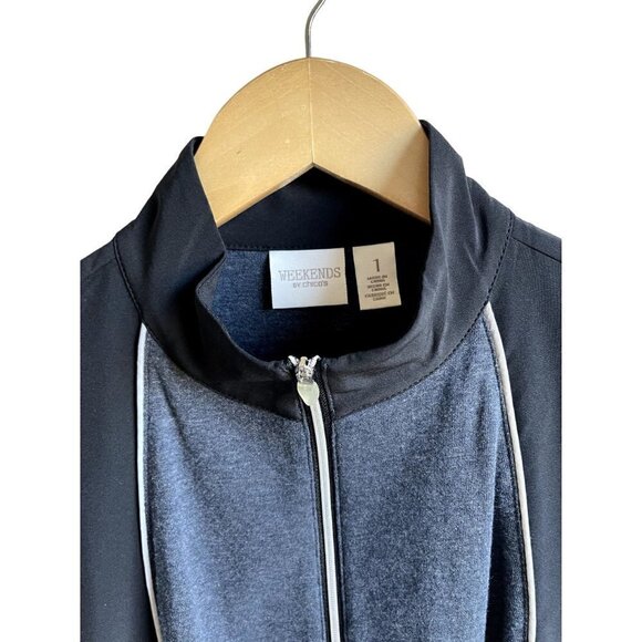 Chico's Weekends Charcoal Gray Black Full Zip Lightweight Jacket Size 1/Medium - Picture 6 of 6